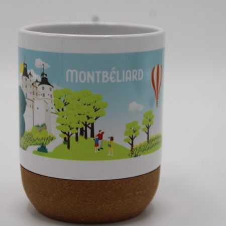 Mug céramique base en liège - illustration château de Montbéliard