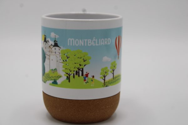 Mug céramique base en liège - illustration château de Montbéliard